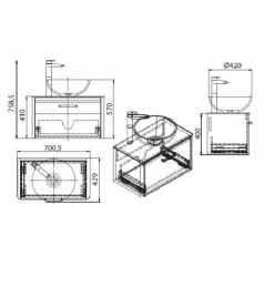 Тумба с раковиной подвесная Буль-Буль Fiji 70 и столешницей венге FIJI 70 (Fiji 70 + 0304101)