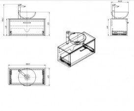 Тумба с раковиной подвесная Буль-Буль Fiji 90 и столешницей венге FIJI 90 (Fiji 90 + 0304101)