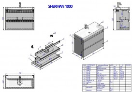 Тумба  подвесная Буль-Буль Sherman 991х442х718 с раковиной Signe 1000 белый 11610012200