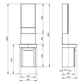 Тумба з раковиною підвісна Kolo Nova Pro 50 см з дзеркалом біла M39014000