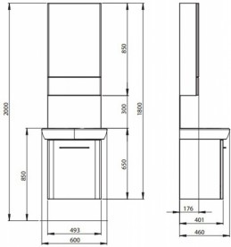 Тумба з раковиною підвісна Kolo Nova Pro 60 см з дзеркалом біла M39016000