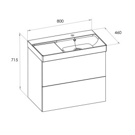 Тумба с раковиной Roca Ella 80x46 см чаша справа ДСП белый глянец A851913806