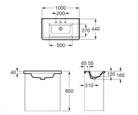Раковина для ванной комнаты Roca Gap 100x44 см керамика белый глянец A32747T000