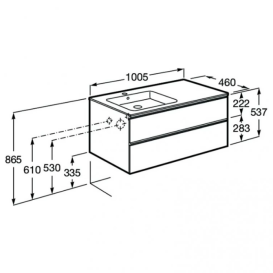 Тумба с раковиной Roca Gap-N 100х46 см ДСП антрацит глянец A851481153
