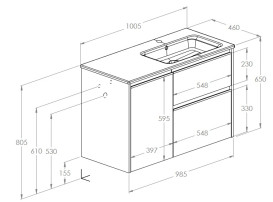 Тумба с раковиной Roca Gap Pro 100,5х46 см правосторонняя ДСП белый глянцевый A852063806