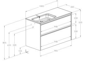 Тумба із раковиною Roca Gap Pro 100,5х46 см лівостороння ДСП чорний матовий A852057532