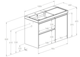 Тумба с раковиной Roca Gap Pro 100х46 см левосторонняя ДСП белый глянцевый A852062806