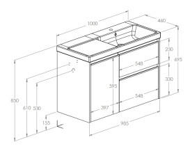 Тумба с раковиной Roca Gap Pro 100х46 см правосторонняя ДСП белый глянцевый A852064806