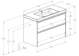 Тумба с раковиной Roca Gap Pro 100х46 см ДСП светлый дуб A852055464