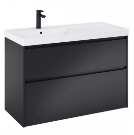 Тумба з раковиною Roca Gap Pro 100х46 см лівостороння ДСП чорний матовий A852058532