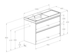 Тумба з раковиною Roca Gap Pro 100х46 см лівостороння ДСП синій матовий A852058538
