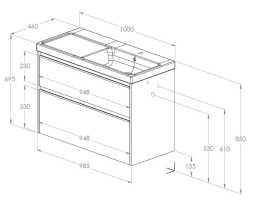 Тумба с раковиной Roca Gap Pro 100х46 см правосторонняя ДСП белый глянцевый A852060806