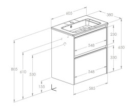 Тумба з раковиною Roca Gap Pro 60,5х38 см ДСП чорний матовий A852067532