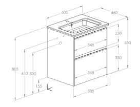 Тумба з раковиною Roca Gap Pro 60,5х46 см ДСП синій матовий A852048538