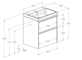Тумба с раковиной Roca Gap Pro 60х46 см ДСП черный матовый A852049532