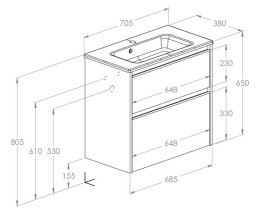 Тумба с раковиной Roca Gap Pro 70,5х38 см ДСП светлый дуб A852068464