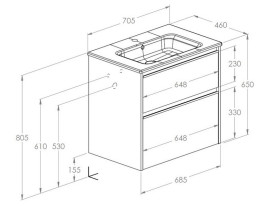 Тумба з раковиною Roca Gap Pro 70,5х46 см ДСП синій матовий A852050538