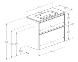 Тумба с раковиной Roca Gap Pro 80,5х38 см ДСП белый глянцевый A852069806