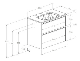 Тумба с раковиной Roca Gap Pro 80,5х46 см ДСП синий матовый A852051538