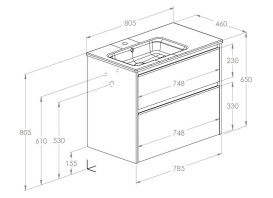 Тумба с раковиной Roca Gap Pro 80,5х46 см левосторонняя ДСП светлый дуб A852053464