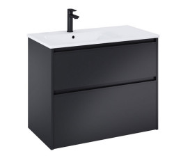 Тумба с раковиной Roca Gap Pro 80,5х46 см левосторонняя ДСП черный матовый A852053532