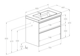Тумба с раковиной Roca Gap Pro 80х46 см ДСП светлый дуб A852052464