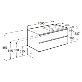 Тумба з раковиною Roca GAP Unik 100x46 см ДСП антрацит глянець A851482153