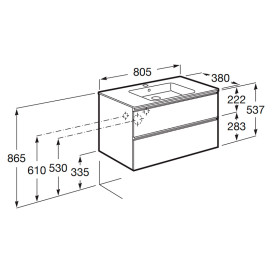 Тумба с раковиной Roca GAP Unik 80,5x38 см ДСП антрацит глянец A851497153