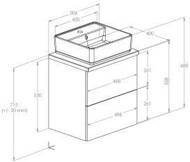 Тумба з раковиною Roca Kwadro 50,6х40 см ДСП білий глянсовий A852450806