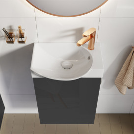 Тумба с раковиной Roca Ravell 45,2х34,1 см ДСП антрацит глянцевый A852448153