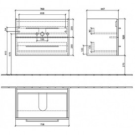 Тумба с раковиной Villeroy&Boch Avento 80 Crystal White 415680B4