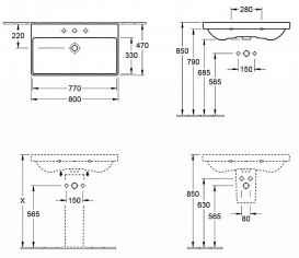 Тумба с раковиной Villeroy&Boch Avento 80 Crystal White 415680B4