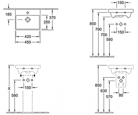Тумба з раковиною Villeroy & Boch Avento 45 Crystal White A88701B4+73584501