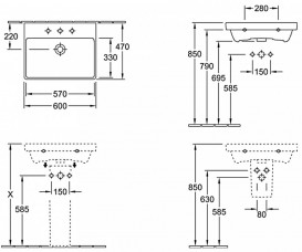 Тумба с раковиной Villeroy&Boch Avento 60 Crystal White 415860B4