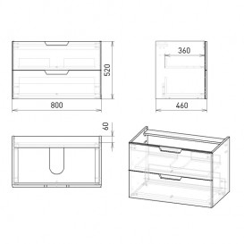 Тумба з раковиною Volle Libra 80 см ДСП/МДФ глянцевий білий 15-41-81