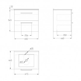 Тумба з раковиною Volle Nemo New 60 см підвісна МДФ/ДСП білий 15-17-60N