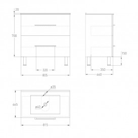 Тумба с раковиной Volle Nemo New 80 см напольная МДФ/ДСП белый 15-17-81N