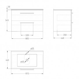 Тумба с раковиной Volle Nemo New 80 см подвесная МДФ/ДСП белый 15-17-80N