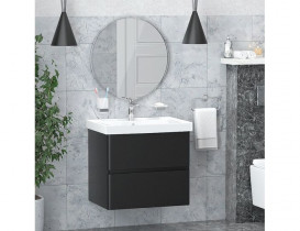 Тумба с раковиной Volle Oliva 65 см подвесная МДФ/ДСП черный 15-45-61B
