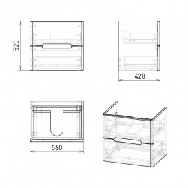 Тумба з раковиною Volle Solo 60 см підвісна МДФ/ДСП антрацит 1910.306009