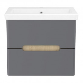 Тумба з раковиною Volle Solo 60 см підвісна МДФ/ДСП антрацит 1910.306009