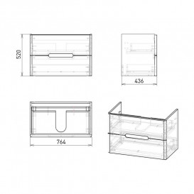 Тумба з раковиною Volle Solo 80 см підвісна МДФ/ДСП антрацит 1910.308009