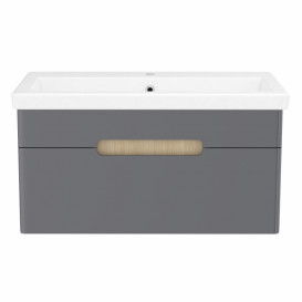 Тумба з раковиною Volle Solo 80 см підвісна МДФ/ДСП антрацит 1910.328009