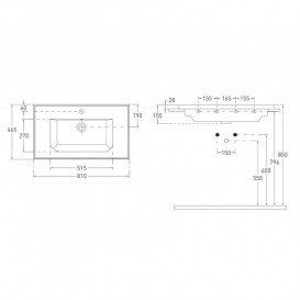 Тумба з раковиною Volle Teo 80 см підвісна ДСП бетон 15-88-81C