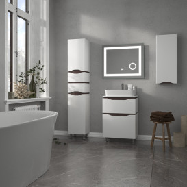 Тумба Sanwerk Alessa 60 см із раковиною Rapid МДФ білий/венге MV0000900