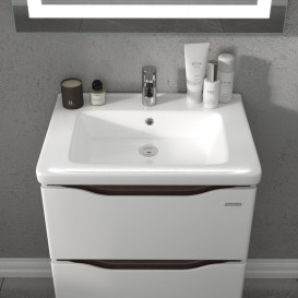 Тумба Sanwerk Alessa 60 см із раковиною Space Line МДФ білий/венге MV0000873