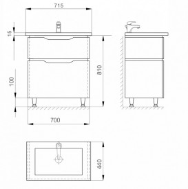 Тумба Sanwerk Alessa 70 см с раковиной Qtap МДФ белый MV0000868