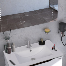 Тумба Sanwerk Alessa 70 см с раковиной Qtap МДФ белый/венге MV0000874