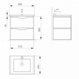 Тумба Sanwerk Alessa Air 60 см із раковиною Space Line МДФ білий MV0000870