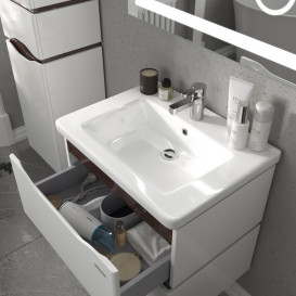 Тумба Sanwerk Alessa Air 60 см с раковиной Space Line МДФ белый/венге MV0000876